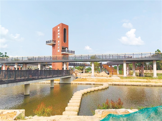 開平市以入選全國(guó)水系連通及水美鄉(xiāng)村建設(shè)縣為契機(jī)，完善水經(jīng)濟(jì)場(chǎng)景建設(shè)。圖為水美鄉(xiāng)村（塘口舊圩節(jié)點(diǎn)）項(xiàng)目。