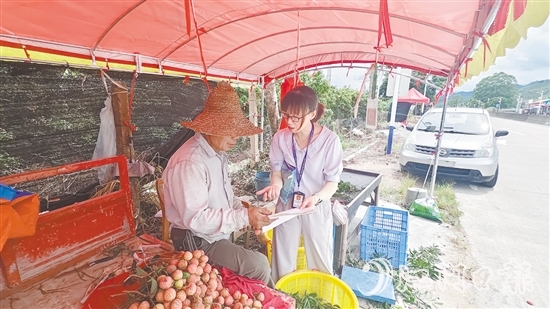 農(nóng)業(yè)科技特派員（輕騎兵）團隊向果農(nóng)宣傳有關(guān)法規(guī)。