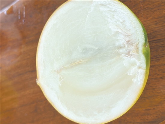 黃晶果的果肉晶瑩剔透，甜度極高，口感宛如天然冰淇淋。