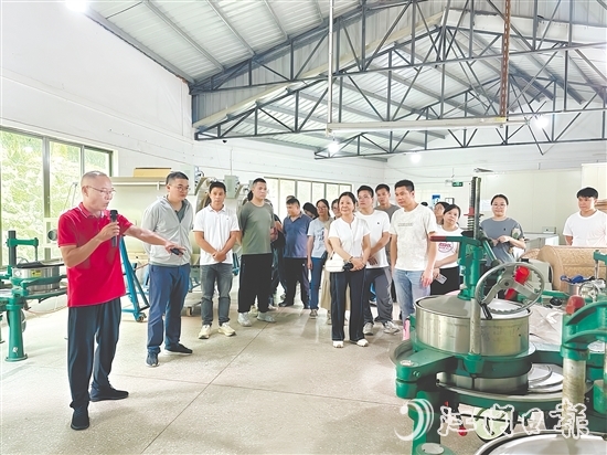 參訓人員了解制茶關鍵環(huán)節(jié)。