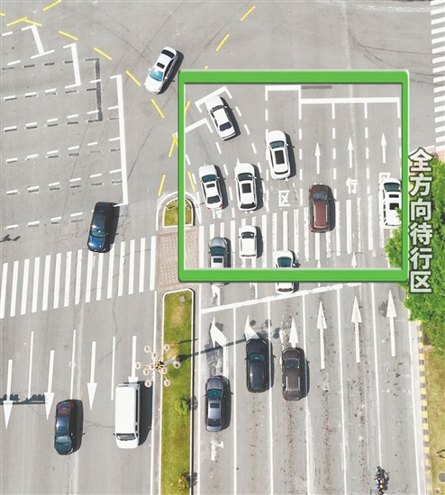 通過設(shè)置應(yīng)用全向待行區(qū)，江僑路汽車總站路口通行車輛平均排隊長度縮短30.86%。